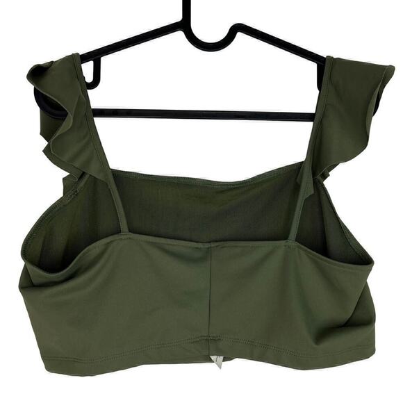 NWOT Free People Army Green Little Flirty Duo Crop Flutter Top Size Large - Picture 3 of 6